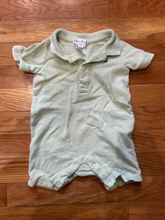 Ralph Lauren Mint Green Baby Polo Romper
