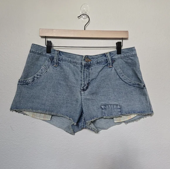 Y2K No Boundaries Denim Blue Low Rise Micro Short Shorts Size 15 Juniors