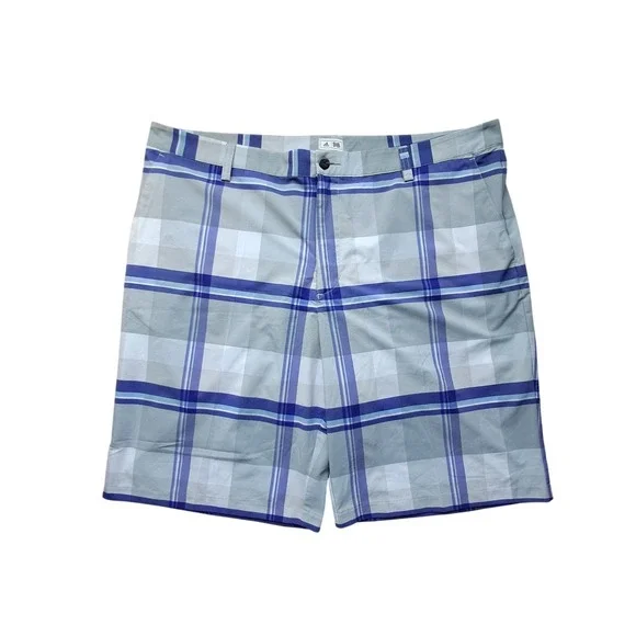 Adidas Golf Shorts‎ Mens 40 Grey Purple Plaid Check Flat Front Z62015 Athletic
