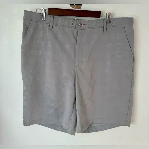 Shark Greg Norman Tasso Elba Mens Grey Golf Shorts Flat Front Slim Fit Size 36