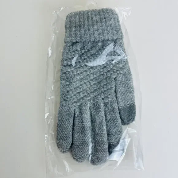 Touch Screen Gloves For Women, Block Weave, 2 Finger Touch, One Size,‎ Gray