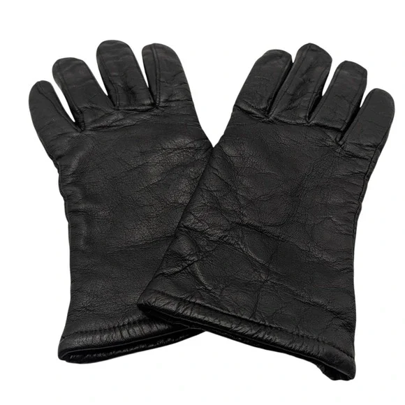 Samco Leather Winter Gloves Black Wool‎ Polyester Lining Womens Four Made in USA