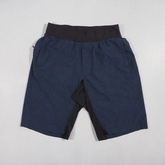 Lululemon Athletic Shorts Mens Small Blue Print Stretch Elastic Waist Linerless