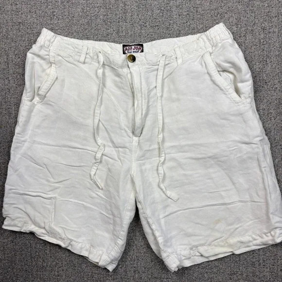 Ron Jon Surf Shop Mens Linen Blend Shorts White 38 Drawstring Cargo