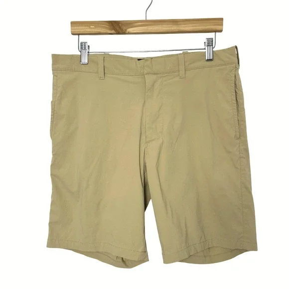 J.Crew Flex Gramercy Tech Shorts Mens 33 Khaki Tan Performance Stretch Golf 8.5