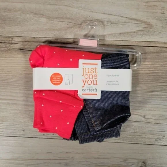 Just One Your Made by Carter's Baby Girls' 2pk Poppy Leggings Sz Newborn