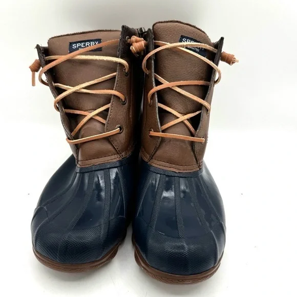 Sperry Kids' Navy and Brown galoshes duck boots, winter boots Rain Boots