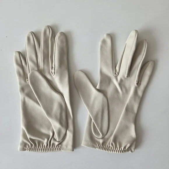 Vtg 50s 60s Womens 7 1/2 Dress Gloves Wrist White DW Double Woven Nylon‎