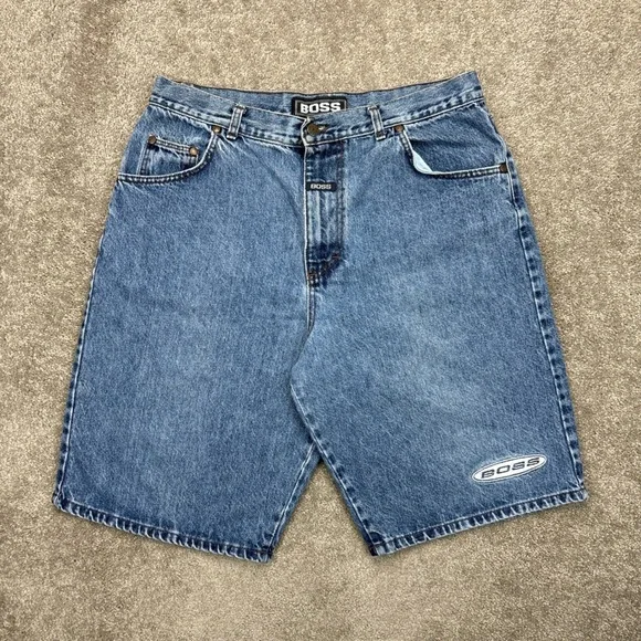Vintage 90s Boss by IG Design Baggy Denim Shorts Jorts Size 38