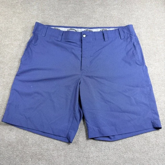 Callaway Mens Blue Geometric Micro Print Golf Shorts Size 40 Performance Stretch
