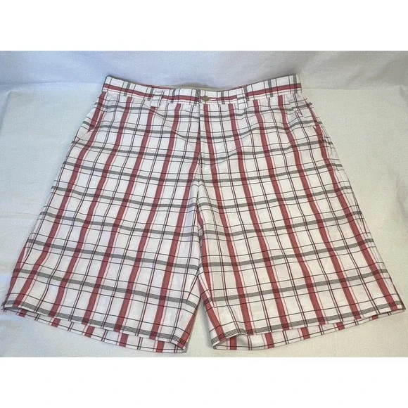 IZOD‎ PerformX Men's Flat Front Active Sports Plaid Golf Shorts Sz 36x10