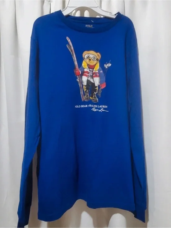 Ralph Lauren Blue Ski Bear Long-Sleeve Tee