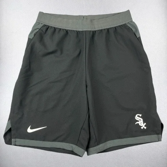 Nike Chicago White Sox MLB Shorts Mens Small Black Authentic Dri-FIT Athletic