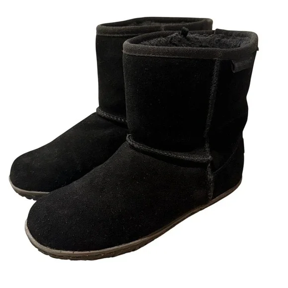 Minnetonka Black Suede Faux Fur Lined‎ Ankle Boots Women 6