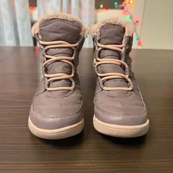Sorel Whitney II‎ Plus Lace Waterproof Snow Boot Grey Pink Size 1