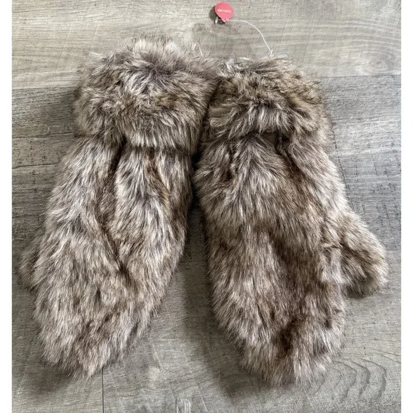 New Gloves Winter Faux Rabbit Fur Mittens Furry Fluffy Warm Sports Women's OS