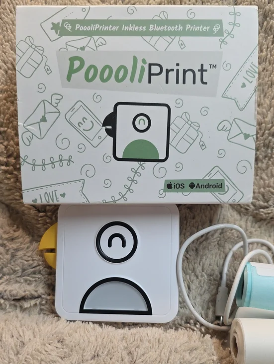 PoooliPrint Compact Bluetooth White Thermal Printer Crafts Organizing Art Scrap