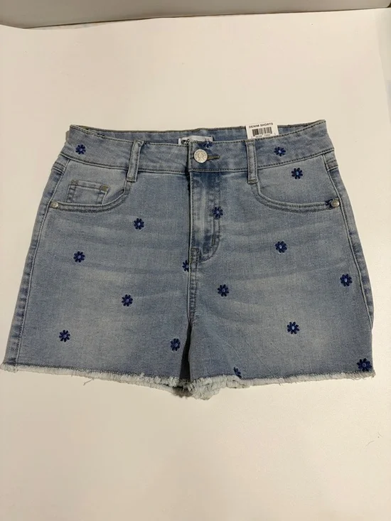 Epic Threads Light‎ Blue Denim Shorts with Blue Floral Accents