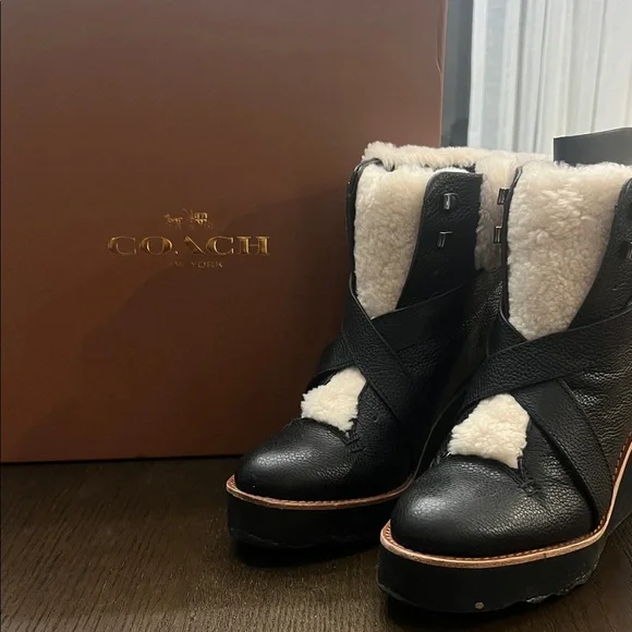 Coach Black and shearling trimmed Winter Boots