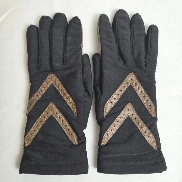Aris isoToner WarmUps Stretch Driving Gloves Black Brown Chevron One Size Vtg