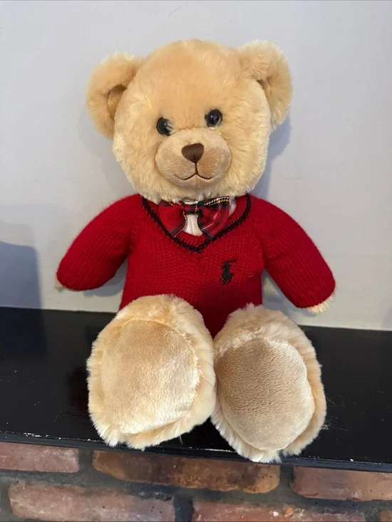 Ralph Lauren Tan Plush Bear with Red Label Accent