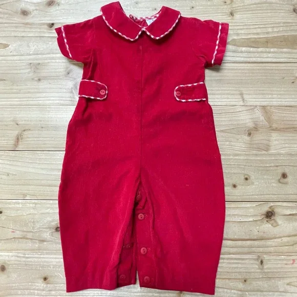 Boys n Berries Red Corduroy Romper‎ Jumpsuit Baby 3/6 Months