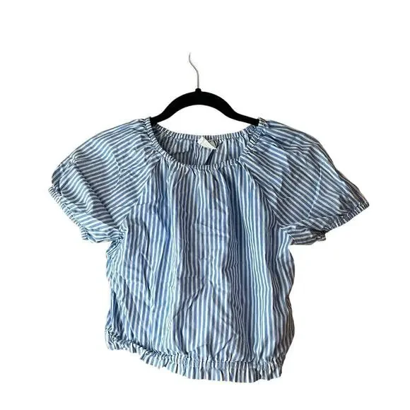 J. Crew Crewcuts Girl’s Blue and White Striped Cropped Top Cotton