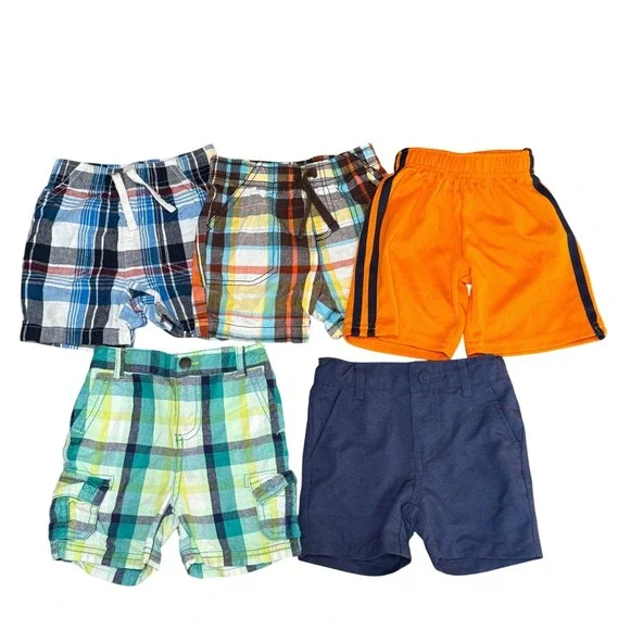 Toddler Boys 12M‎ 18M Shorts Multicolor Plaid Athletic Cat Jack Bundle of 5