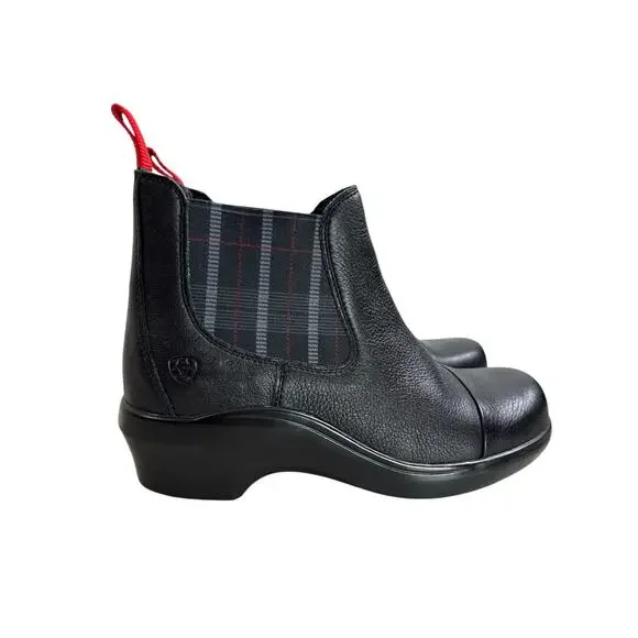 Ariat Wexford Waterproof Chelsea Leather Ankle Boots Plaid Lining Women’s 9.5 B