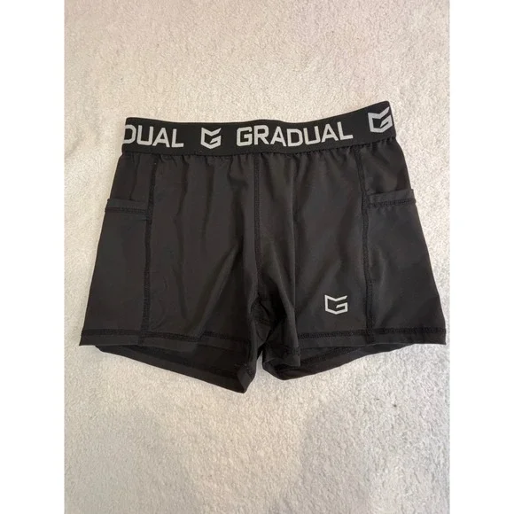 Gradual Mens Compression Shorts Black Athletic Gym Workout Pockets Size Medium‎