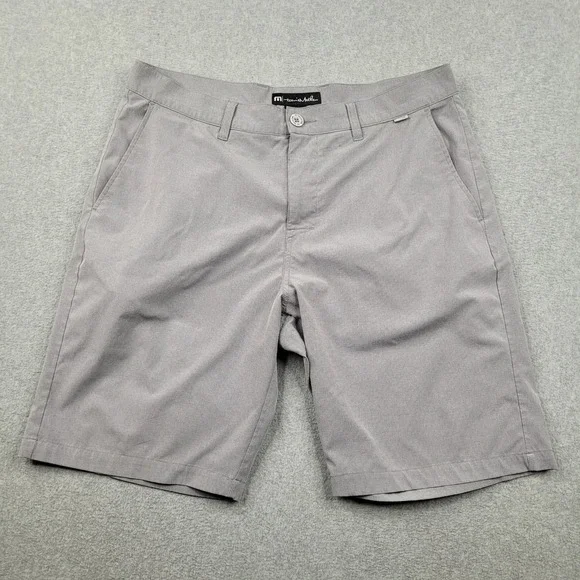 Travis Mathew Golf Shorts Mens 34 Gray Beck Performance Stretch Tech Casual