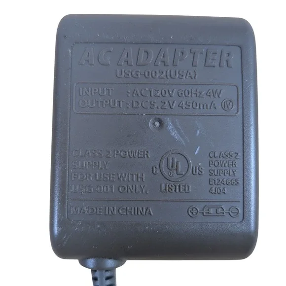 Nintendo AC Adapter USG-002 USA For DS Lite Grey Power Supply Charger USG-001‎