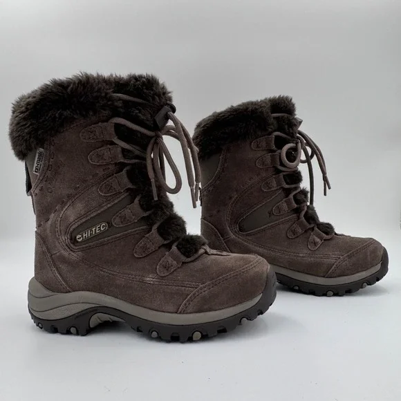 Hi-Tec St‎ Moritz 200 Womens Brown Suede Waterproof Insulated Winter Snow Boots