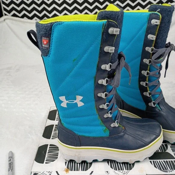 Under Armour Primaloft 200G Insulated Winter Snow Boots Blue Navy Women's 6