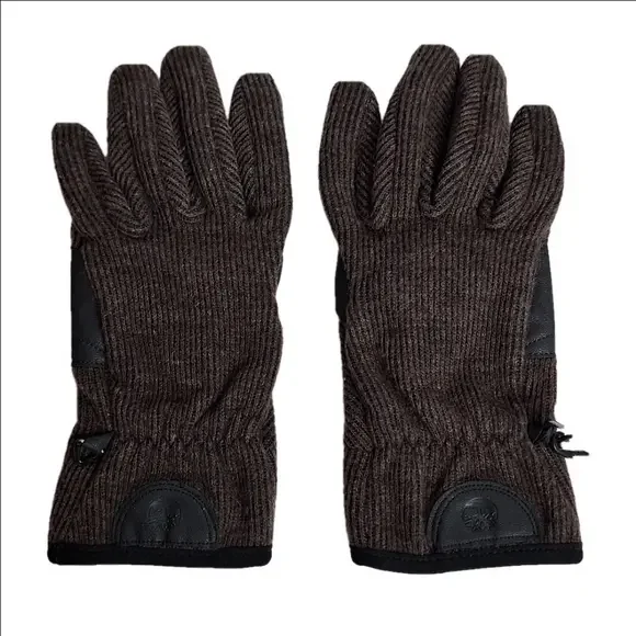 Timberland Wool Gloves Brown Knit Ribbed