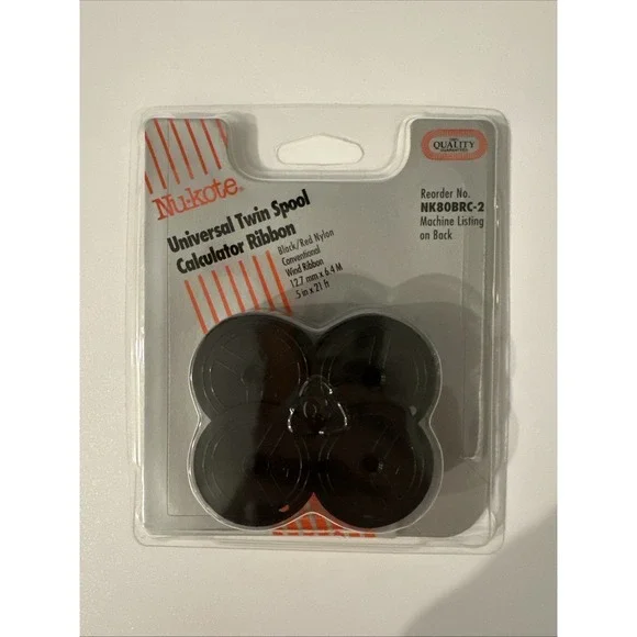 New Nu-kote Universal Twin Spool Typewriter Ribbon 2 Pack Black Nylon 12.7mm