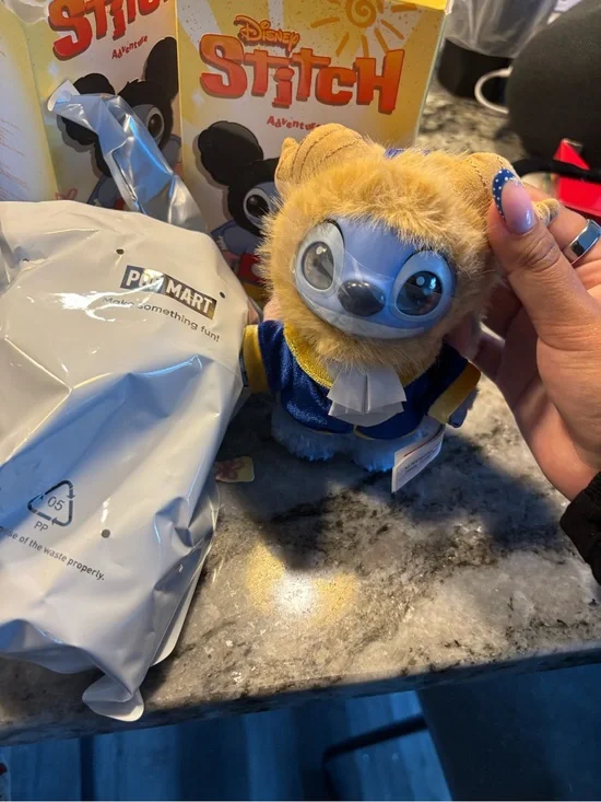 Disney Stitch Plush in Blue and Tan with Gold Fur