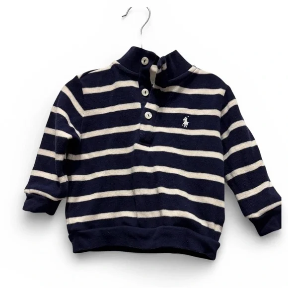 Ralph Lauren Navy and White Striped Polo size 12 months