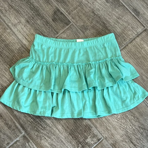Green Soda Girls Skirt Skort Aqua Blue Ruffle Layered Pull On Casual Cute MD 7/8