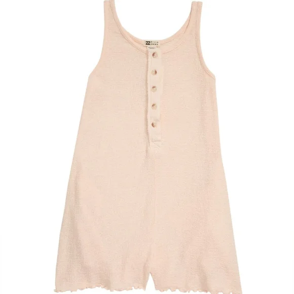 NWOT Billabong Henly Tank Button Shorts Romper‎ Peach Size small