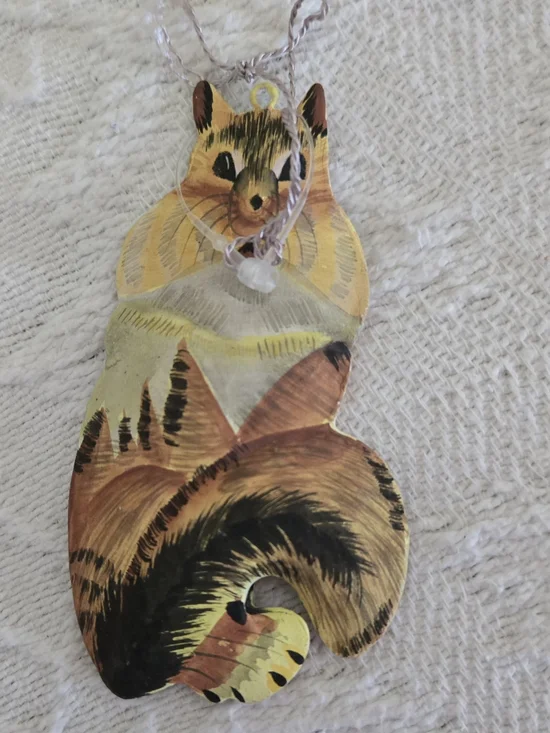 Hand-Painted Small Chipmunk Ornament in Brown and Cream