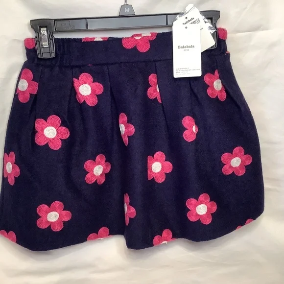NWT Balabala wool embroidered girls skirt‎ navy pink beautiful