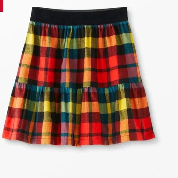Hanna Andersson Print Flannelette Skirt Sz 10 Tiered Holiday Preppy‎ Colorful