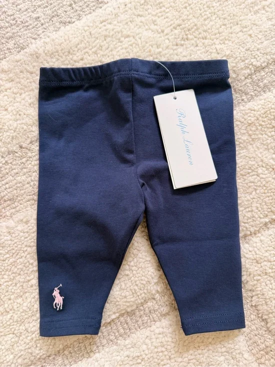 Ralph Lauren Navy Leggings with Pink Pony Detail