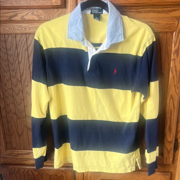 Ralph Lauren Bold Yellow and Navy Rugby Shirt SZ 20