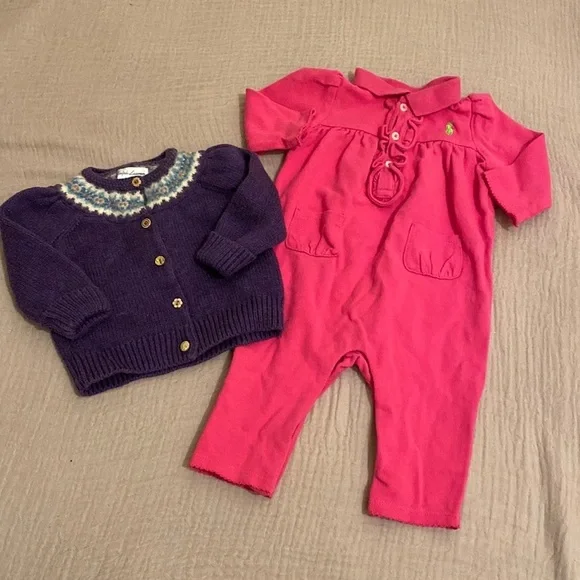 RALPH LAUREN BABY GIRL SWEATER & BODY. Set 2 PCS. 6M