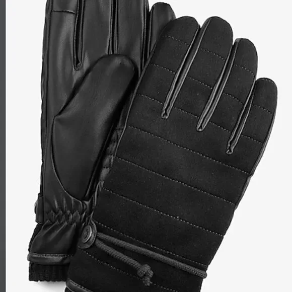 Express Black Puffer‎ Gloves Black one size NWT IN PACKAGING UNOPENED