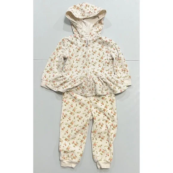 Ralph Lauren Girls 18M Floral Velour Jogger Set‎ Coquette Cottagecore Lounge