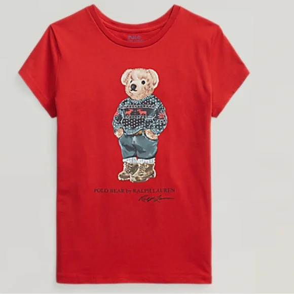 Ralph Lauren Kids Red Tee with Polo Bear Large girls