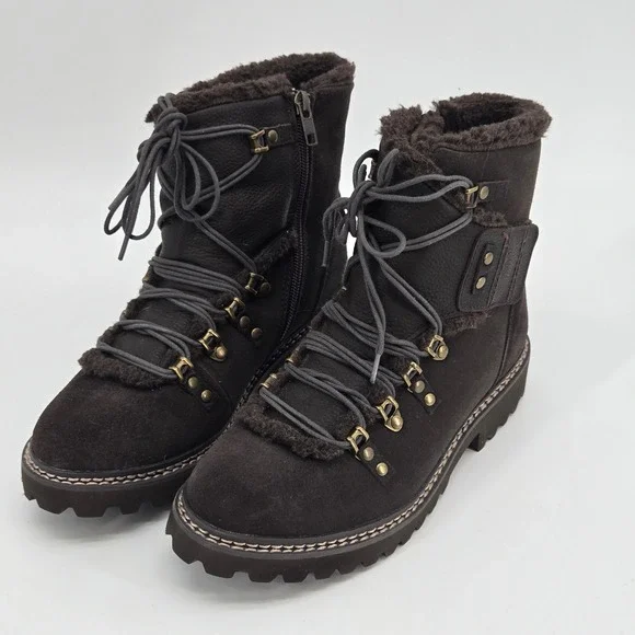 Kodiak Glacier Dark Brown Suede Faux Fur Waterproof Winter Boots Womens 7.5M
